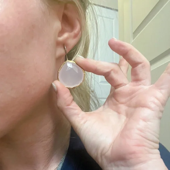 Rose Quartz Pink Earrings - Picture 2 of 7